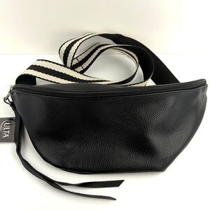 Ulta Black Faux Pebble Leather Adjustable Crossbody Bag